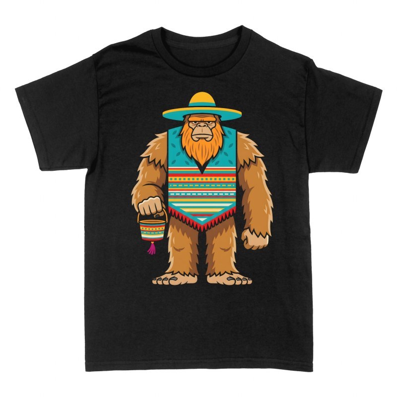 Magliette: Bigfoot con poncho e sombrero messicano