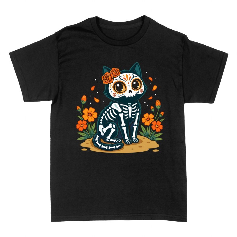 Magliette: Gatto scheletro del D&iacute;a de Muertos