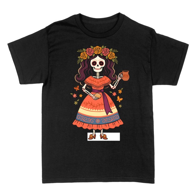 Magliette: Catrina messicana con pane e brocca