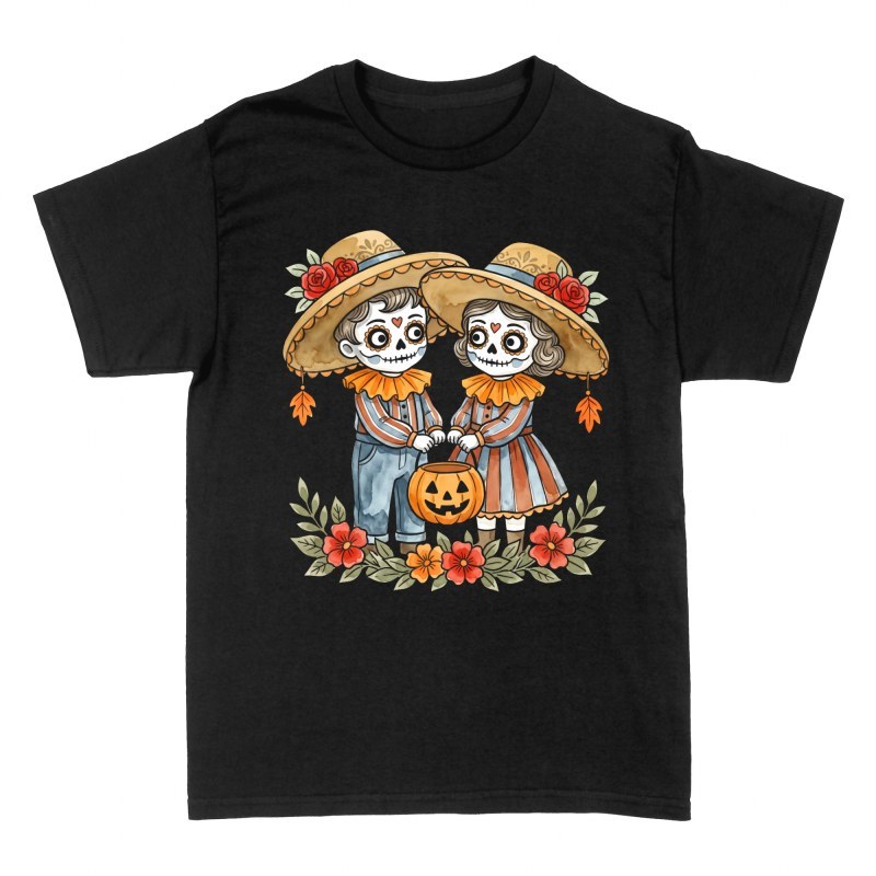 Magliette: Bambini Catrina con zucca di Halloween