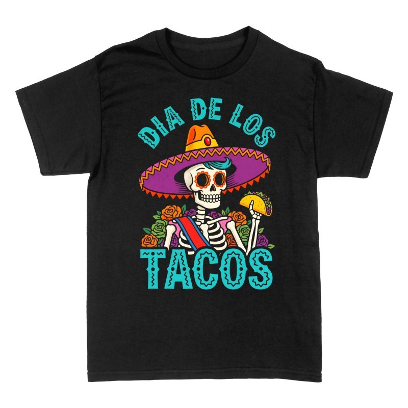 Magliette: Scheletro con taco D&iacute;a de Muertos