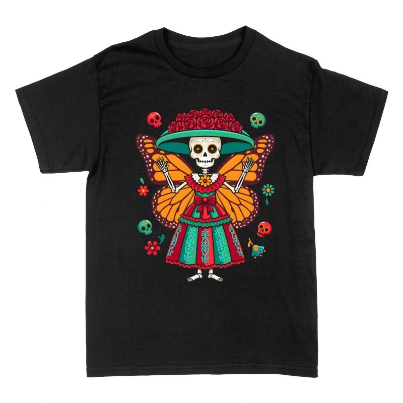 Magliette: Catrina con ali di farfalla monarca