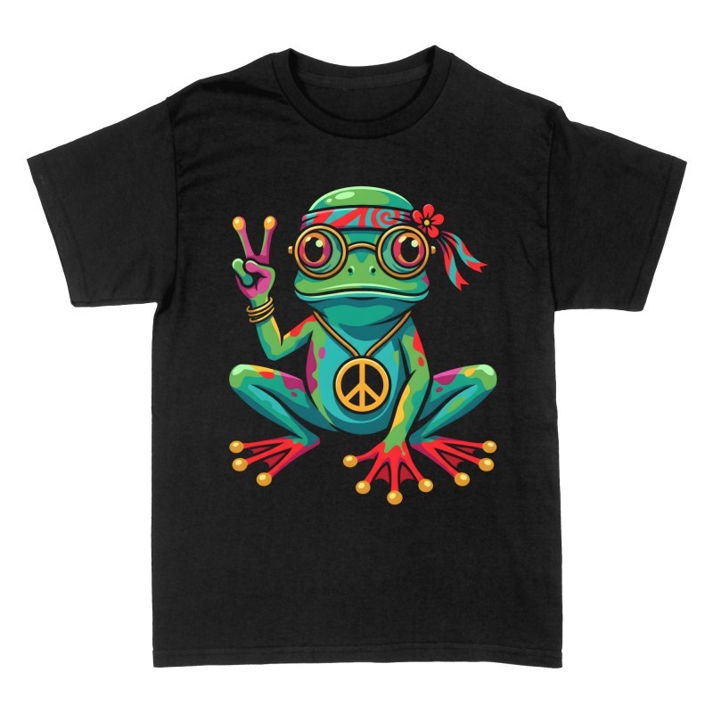 Magliette: Rana hippie con segno della pace