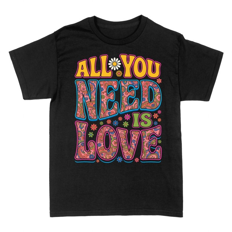 Magliette: All you need is love floreale psichedelico