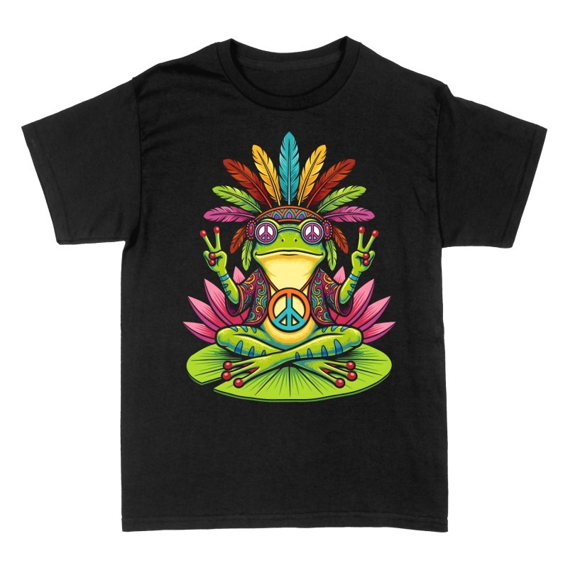 Magliette: Rana hippie che medita su ninfea