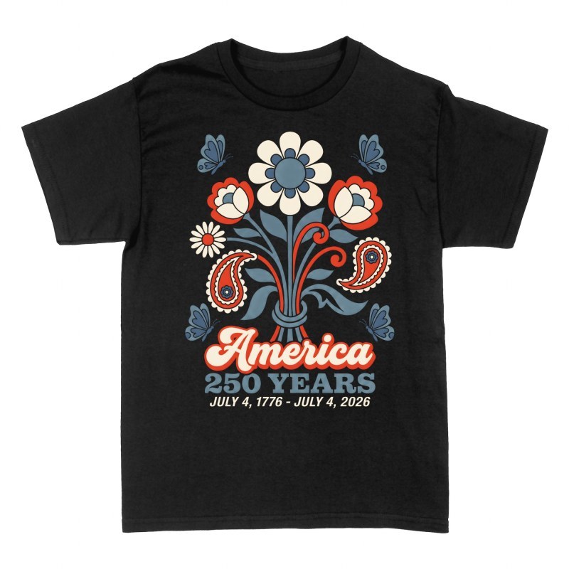 Magliette: America 250 anni fiori retro
