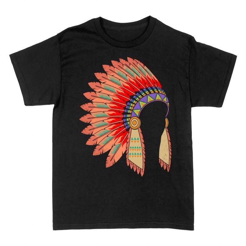 Magliette: Copricapo piume nativo americano