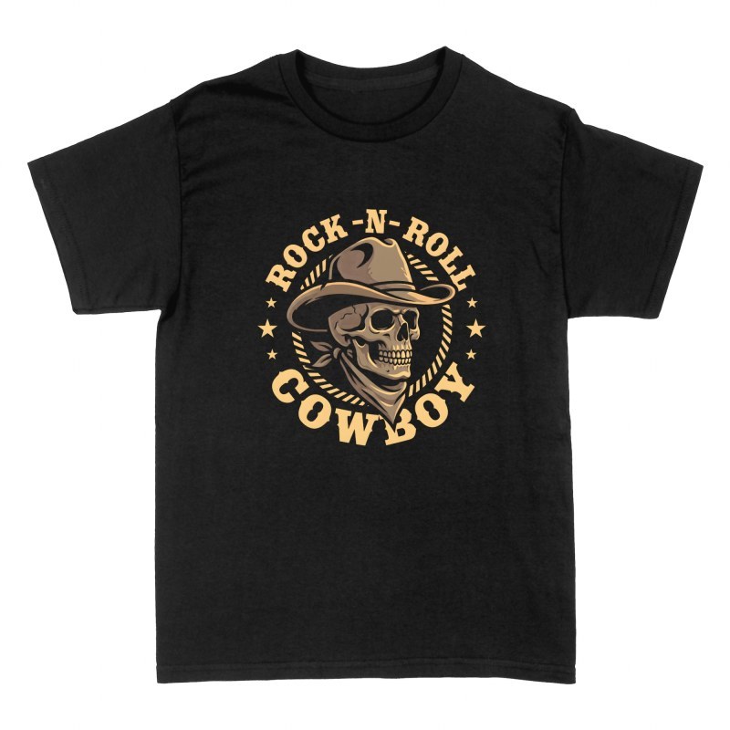 Magliette: Teschio cowboy rock and roll