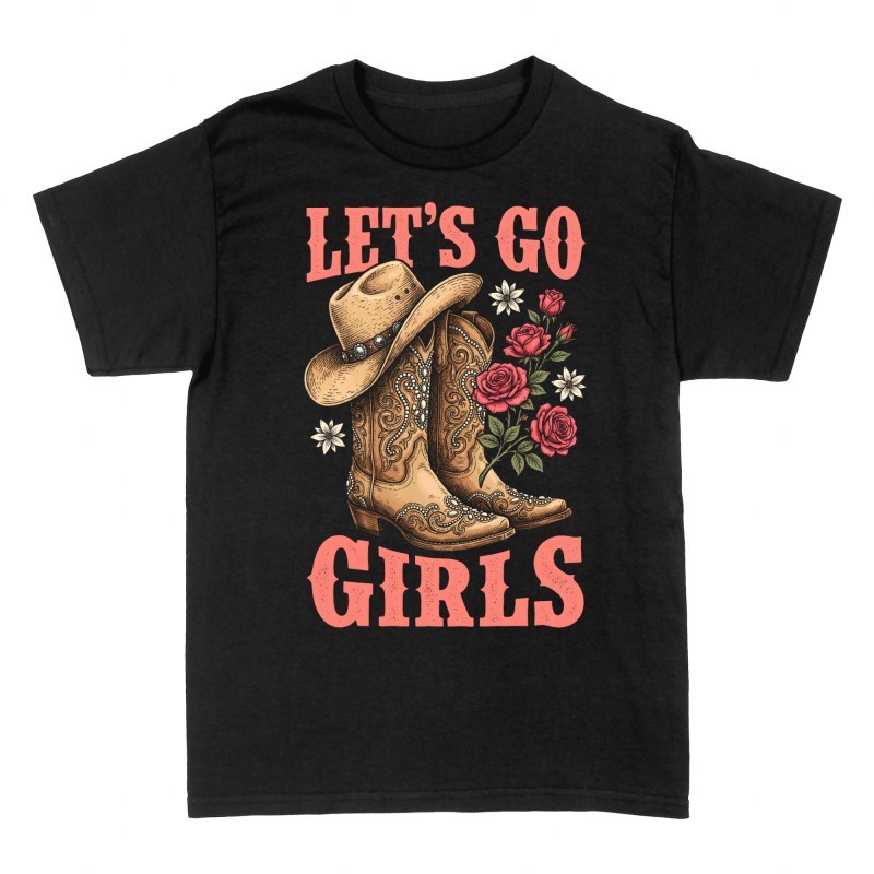 Magliette: Stivali e cappello da cowgirl con rose