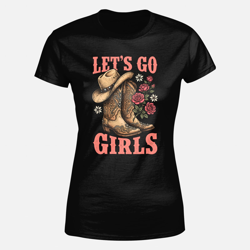 Magliette: Stivali e cappello da cowgirl con rose