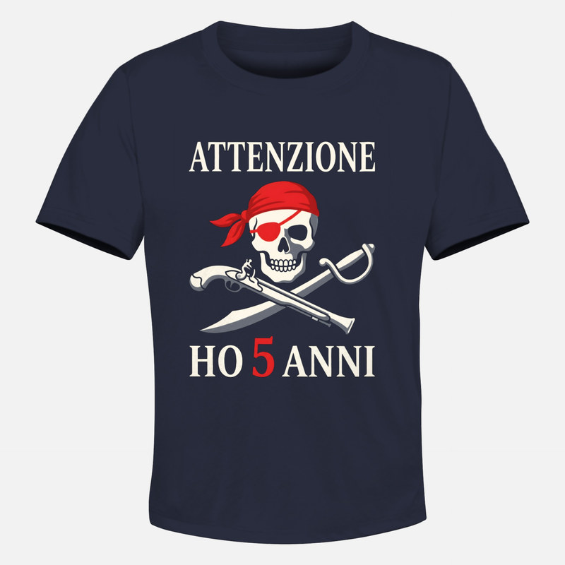 Magliette: Attenzione ho 5 anni pirata