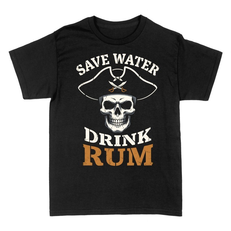 Magliette: Teschio pirata bevi rum