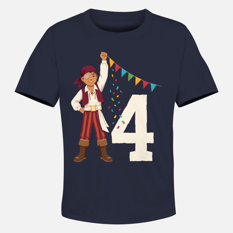 Magliette: Compleanno 4 anni pirata