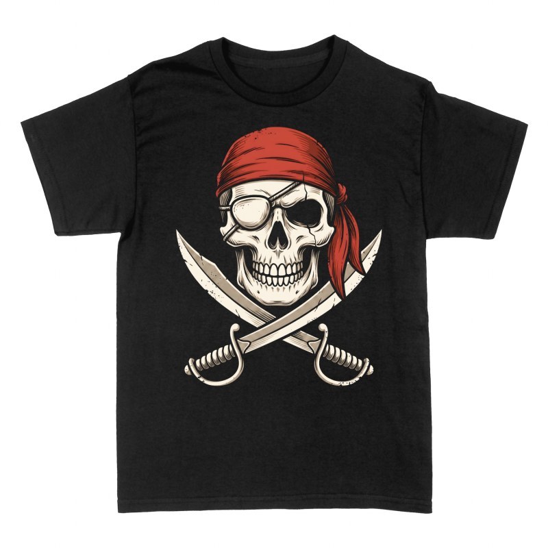 Magliette: Teschio pirata con spade incrociate
