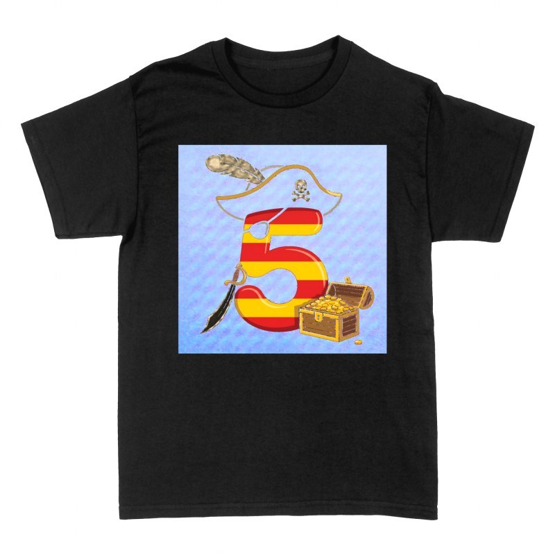 Magliette: Numero 5 pirata con forziere