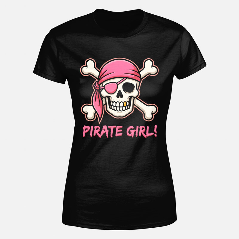 Magliette: Teschio pirata ragazza con bandana rosa
