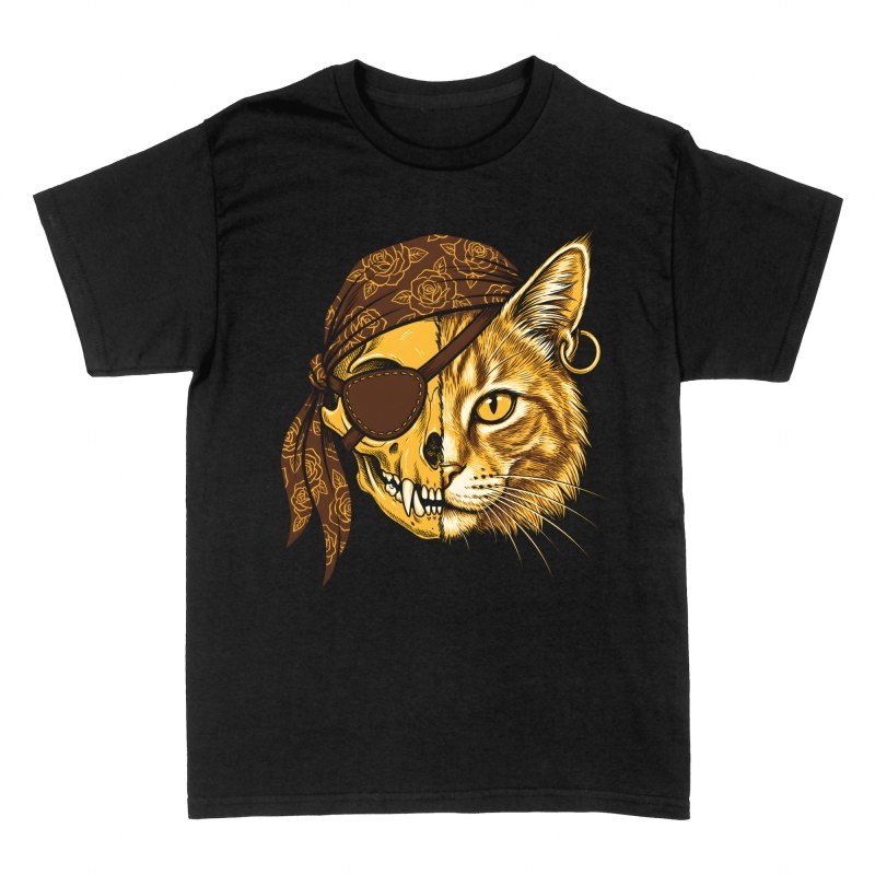 Magliette: Gatto pirata teschio con benda