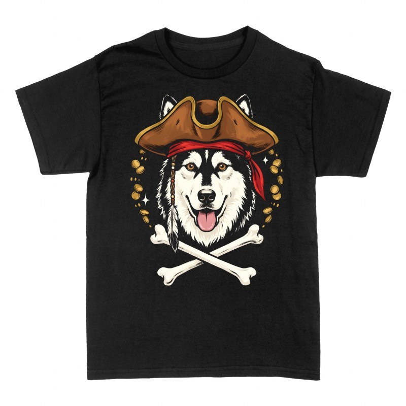 Magliette: Cane husky pirata con ossa incrociate