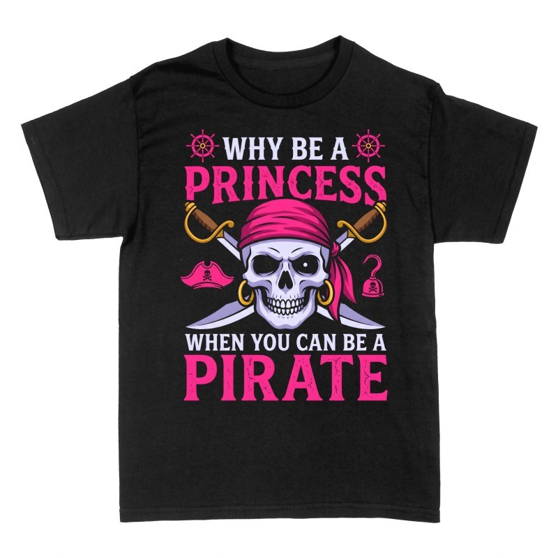 Magliette: Teschio pirata con bandana rosa e frase