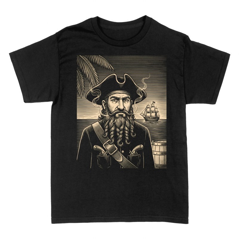 Magliette: Pirata Barbanera incisione vintage