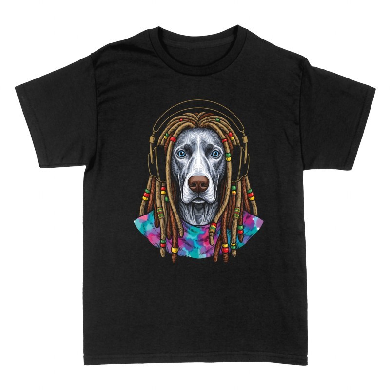 Magliette: Cane rasta con cuffie