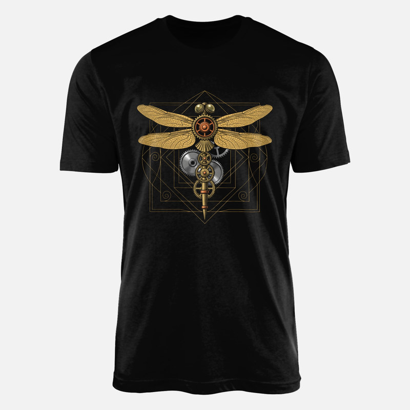 Magliette: Libellula steampunk con ingranaggi