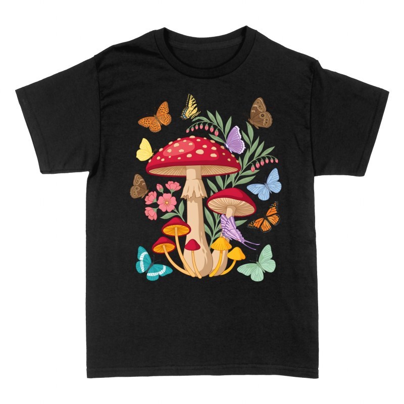 Magliette: Funghi selvatici e farfalle botaniche