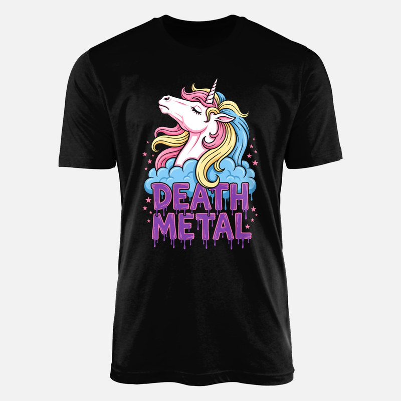 Magliette: Unicorno Death Metal ironico kawaii