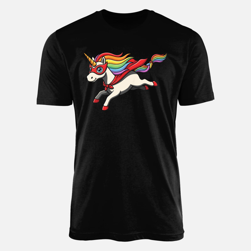 Magliette: Unicorno supereroe con mantello arcobaleno