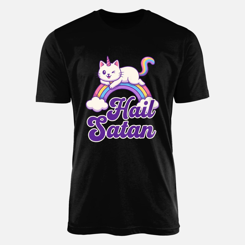 Magliette: Gatto unicorno arcobaleno Hail Satan