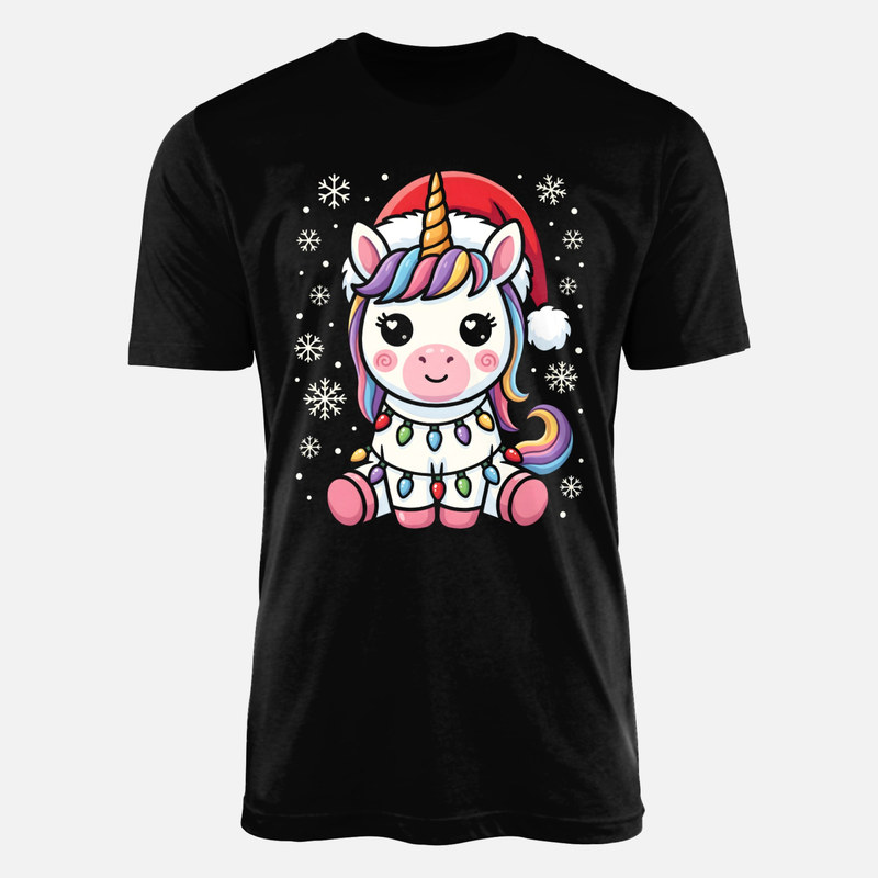 Magliette: Unicorno kawaii con luci di Natale