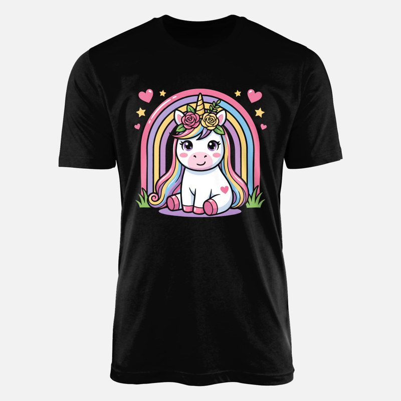 Magliette: Unicorno kawaii con corona di fiori