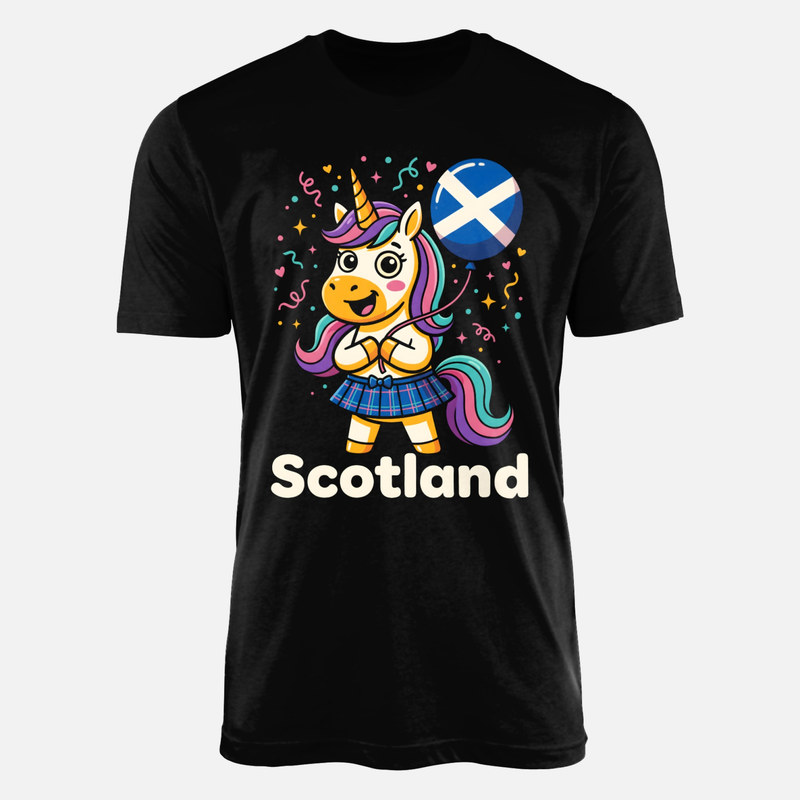 Magliette: Unicorno scozzese con kilt e palloncino