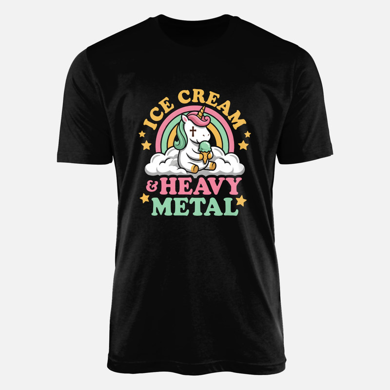 Magliette: Unicorno heavy metal con gelato