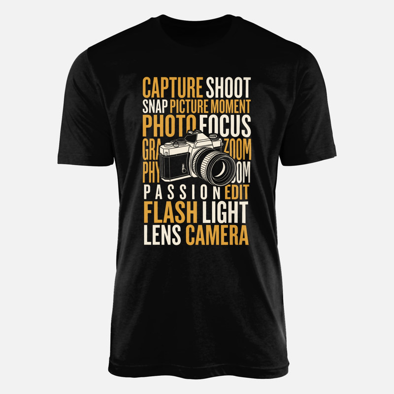 Magliette: Fotocamera vintage con parole