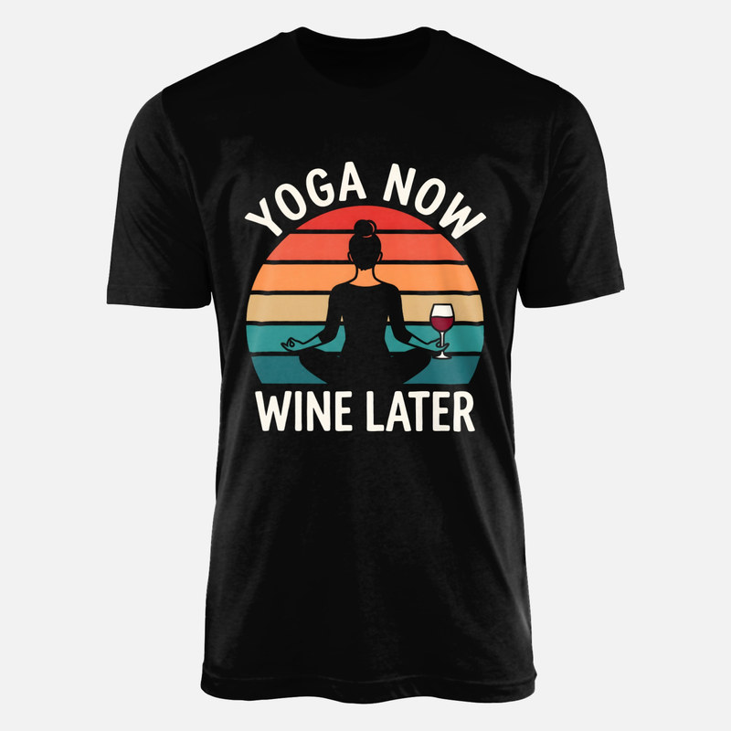Magliette: Yoga e vino tramonto retro