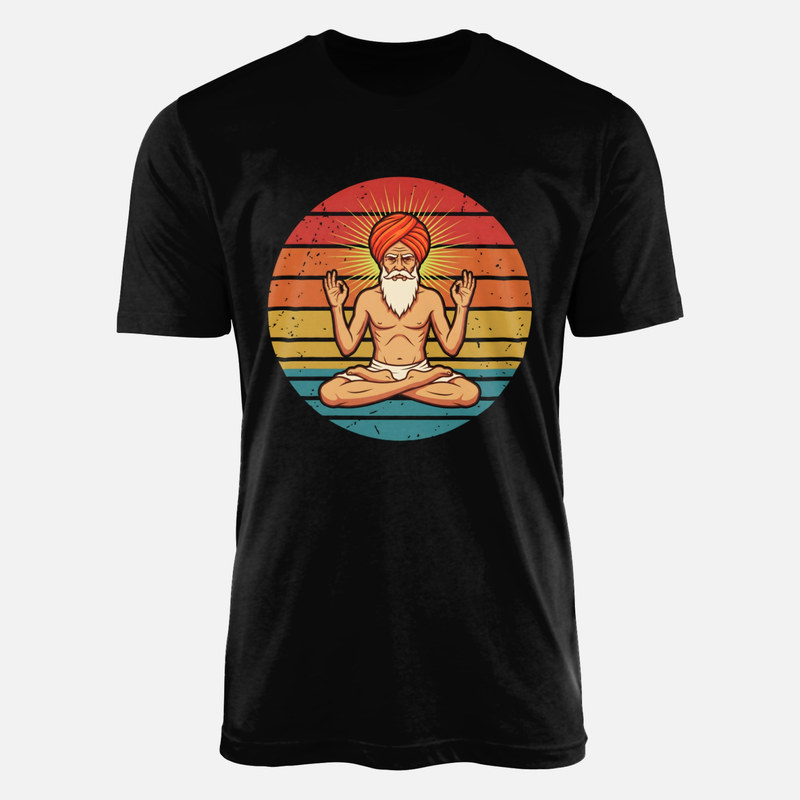 Magliette: Yogi in meditazione al tramonto vintage