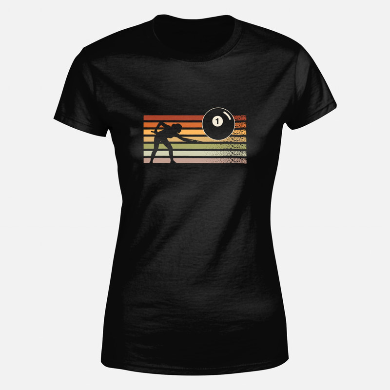 Magliette: Giocatrice di biliardo tramonto retro