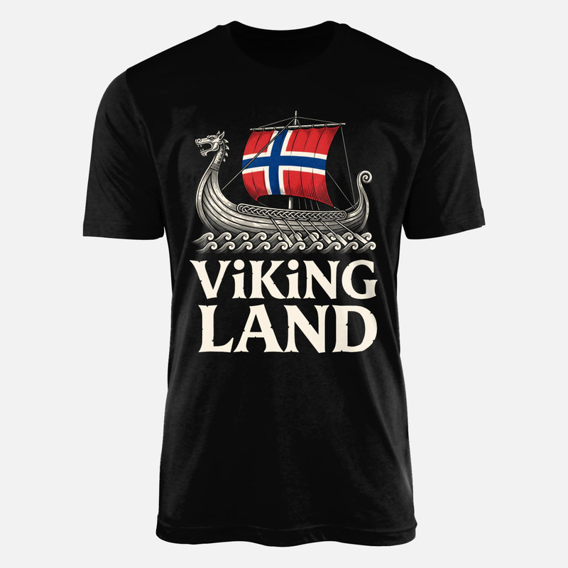 Magliette: Drakkar vichingo con bandiera norvegese