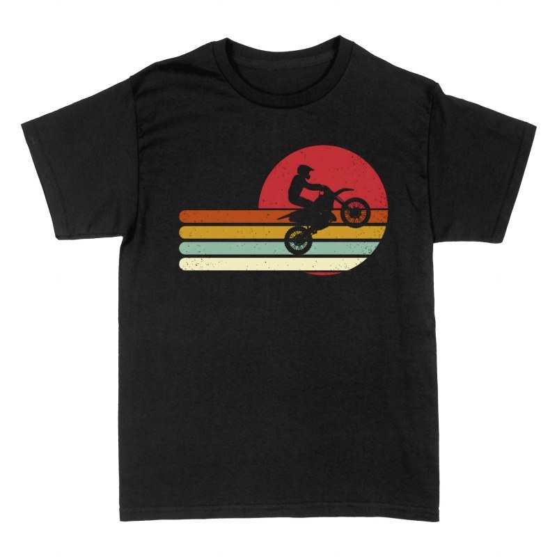 Magliette: Motocross retr&ograve; con sole al tramonto