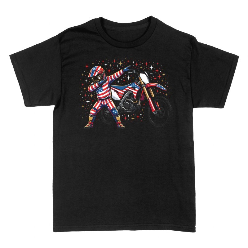Magliette: Pilota motocross dabbing bandiera USA