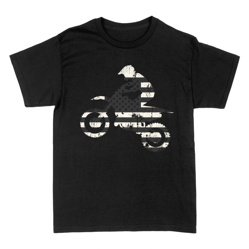 Magliette: Pilota motocross con bandiera USA grunge