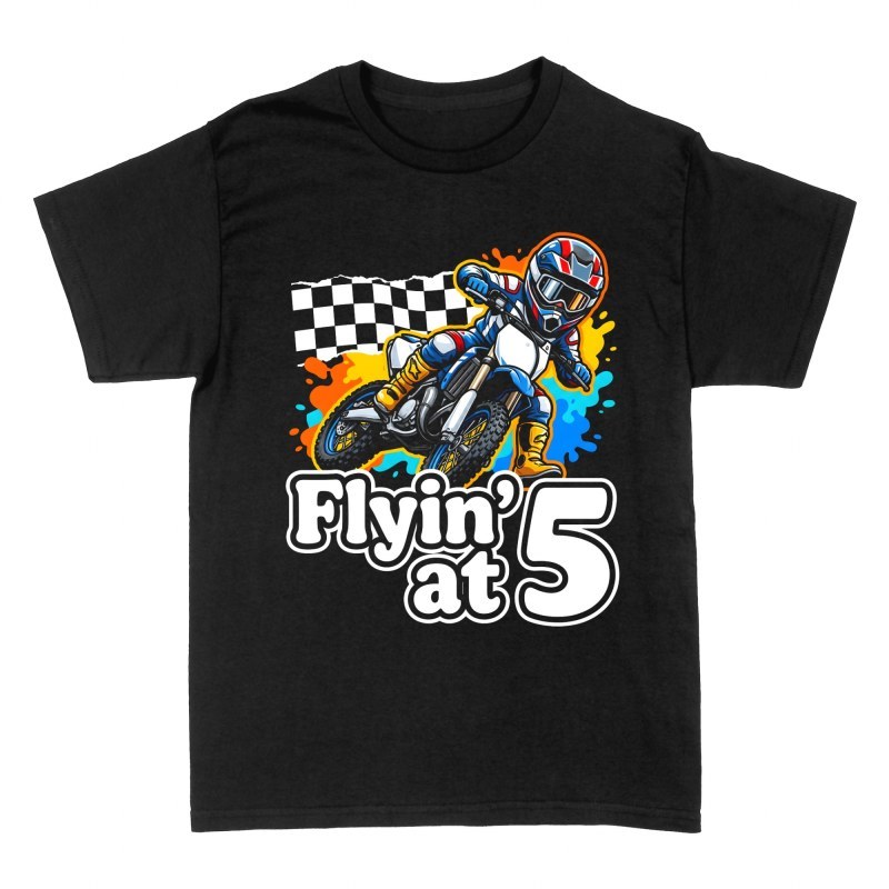 Magliette: Pilota motocross 5 anni Flyin' at 5