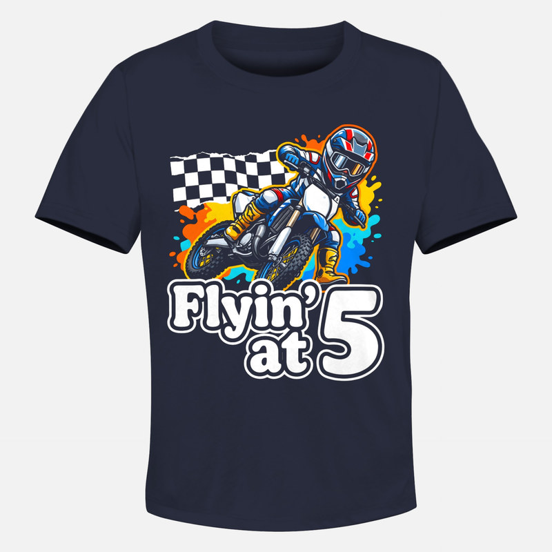 Magliette: Pilota motocross 5 anni Flyin' at 5