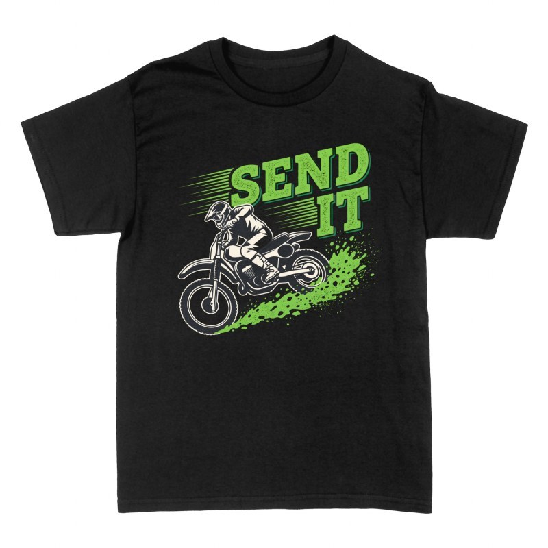 Magliette: Pilota di motocross Send It nel fango