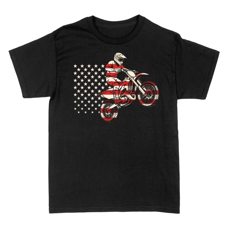 Magliette: Salto motocross con bandiera USA