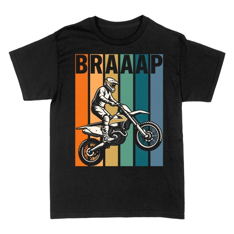 Magliette: Pilota motocross Braaap stile retr&ograve;