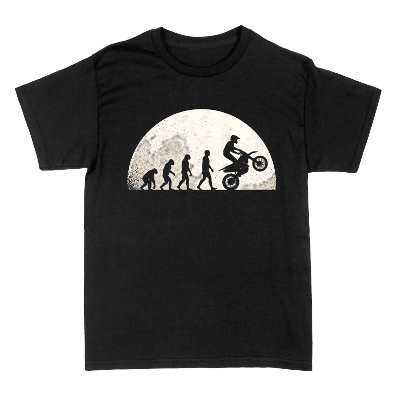 Magliette: Evoluzione umana motocross con luna