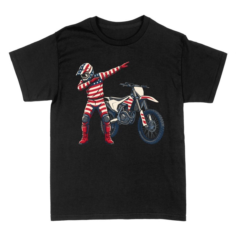 Magliette: Pilota motocross dab bandiera USA