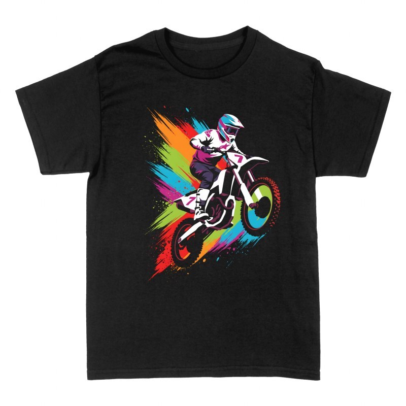 Magliette: Pilota di motocross splash colorato